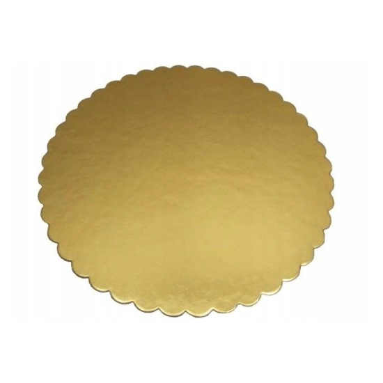 PODKŁAD POD TORT ZŁOTY 28 CM GRUBY karbowany 1 szt